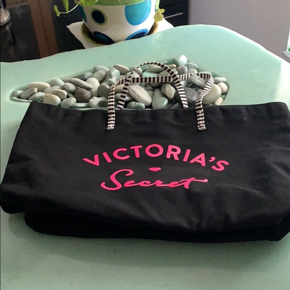 Victoria’s Secret Tote Bag Black with Pink logo - Picture 4 of 6